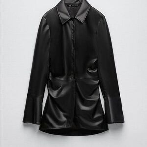Zara leather button shirt xxl